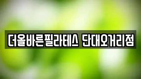 더올바른필라테스 단대오거리점